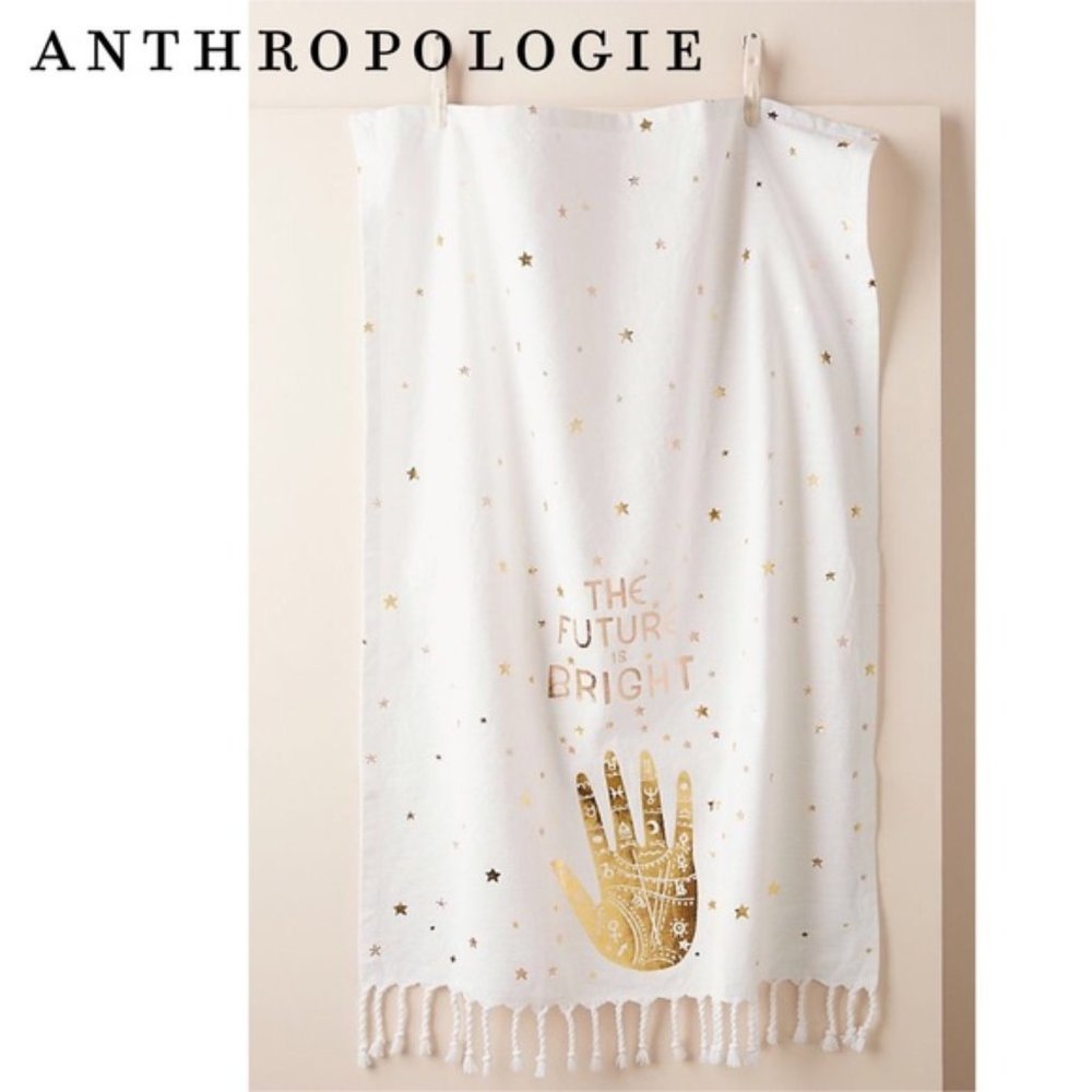 Anthro The Future is Bright Dish Towel